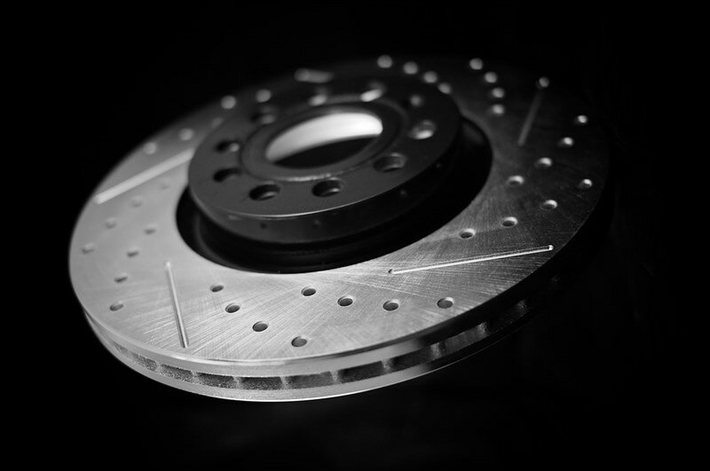 slotted and double dimpled brake rotors. dimples and slotting